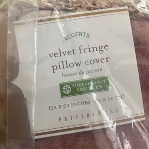 Pottery Barn 22” pillow cover velvet fringe